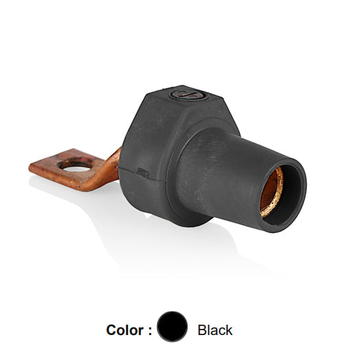 Leviton 16F22-UE, 16 Series Single Pole Cam-Type Female Offset Terminal Connector, Industrial Grade, 1 Hole, Bus Bar Mount, #2 - 4/0 AWG, 400 Amp Max, Black