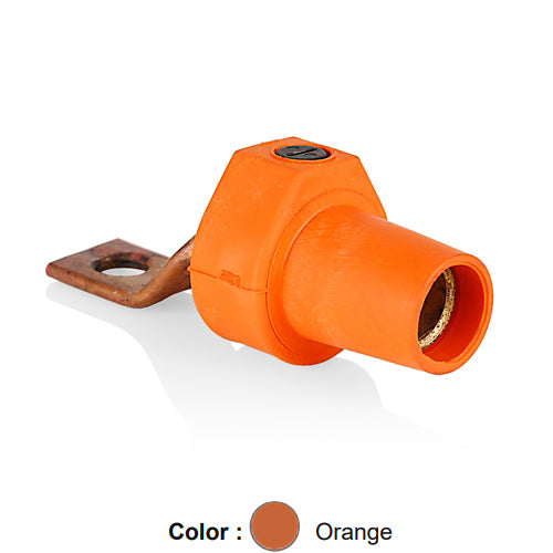 Leviton 16F22-UO, 16 Series Single Pole Cam-Type Female Offset Terminal Connector, Industrial Grade, 1 Hole, Bus Bar Mount, #2 - 4/0 AWG, 400 Amp Max, Orange