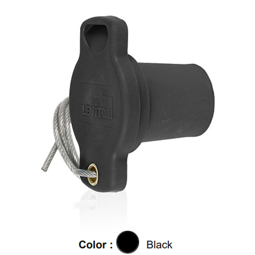 Leviton 16P21-UE, 16 Series Male Protective Cap, Cam-Type, For Use with Male Receptacles, Black