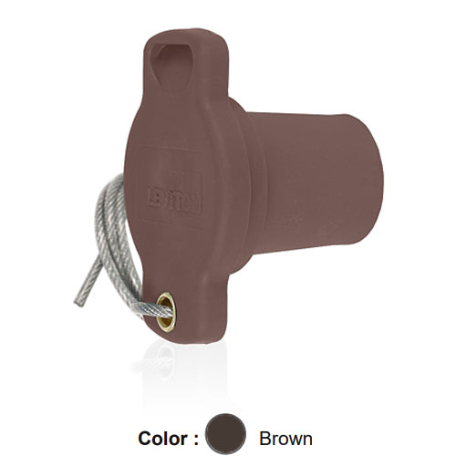 Leviton 16P21-UH, 16 Series Male Protective Cap, Cam-Type, For Use with Male Receptacles, Brown