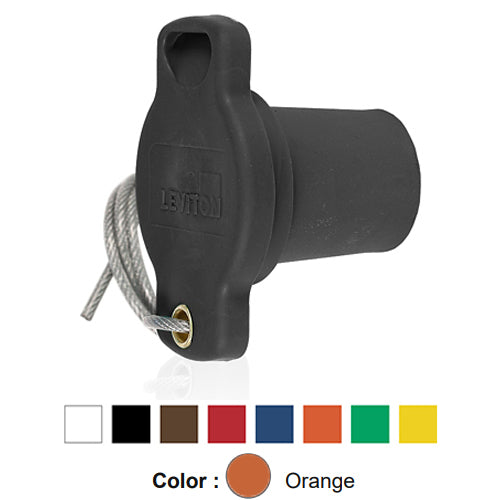 Leviton 16P21-UO, 16 Series Male Protective Cap, Cam-Type, For Use with Male Receptacles, Orange