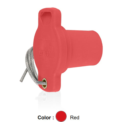 Leviton 16P21-UR, 16 Series Male Protective Cap, Cam-Type, For Use with Male Receptacles, Red