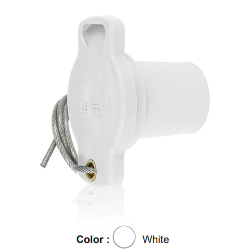 Leviton 16P21-UW, 16 Series Male Protective Cap, Cam-Type, For Use with Male Receptacles, White