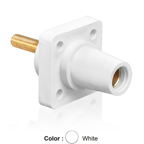 Leviton 16R24-4UW, 16 Series Single Pole Cam-Type Female Panel Mount Receptacle, Industrial Grade, 90-Degree, 1.5'' Length Threaded Stud Termination, #2 - 4/0 AWG, 400 Amp Max, White