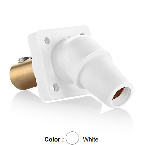 Leviton 16R28-UW, 16 Series Single Pole Cam-Type Female Panel Mount Receptacle, Industrial Grade, 45-Degree, Double Set Screw Termination, 2/0 - 4/0 AWG, 400 Amp Max, White