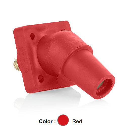 Leviton 16R30-UR, 16 Series Single Pole Cam-Type Female Panel Mount Receptacle, Industrial Grade, 45-Degree, 0.75'' Length Threaded Stud Termination, #2 - 4/0 AWG, 400 Amp Max, Red
