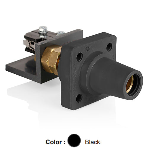 Leviton 16RSW-UE, 16 Series Single Pole Cam-Type Female Panel Connector, Industrial Grade, 90-Degree, Threaded Stud with Microswitch, #2 - 4/0 AWG, 400 Amp Max, Black