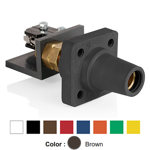Leviton 16RSW-UH, 16 Series Single Pole Cam-Type Female Panel Connector, Industrial Grade, 90-Degree, Threaded Stud with Microswitch, #2 - 4/0 AWG, 400 Amp Max, Brown