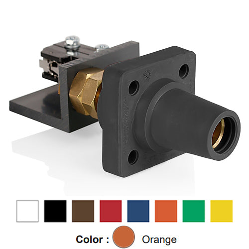 Leviton 16RSW-UO, 16 Series Single Pole Cam-Type Female Panel Connector, Industrial Grade, 90-Degree, Threaded Stud with Microswitch, #2 - 4/0 AWG, 400 Amp Max, Orange