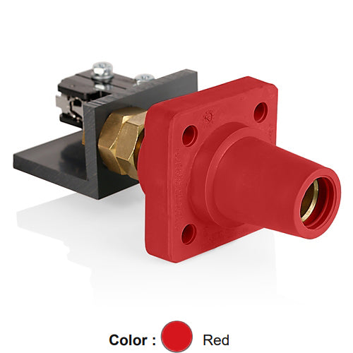 Leviton 16RSW-UR, 16 Series Single Pole Cam-Type Female Panel Connector, Industrial Grade, 90-Degree, Threaded Stud with Microswitch, #2 - 4/0 AWG, 400 Amp Max, Red