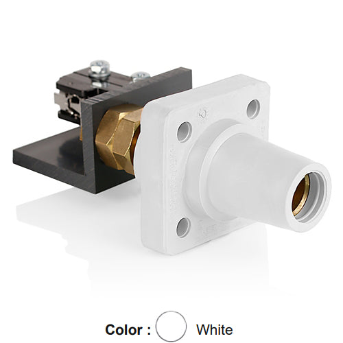 Leviton 16RSW-UW, 16 Series Single Pole Cam-Type Female Panel Connector, Industrial Grade, 90-Degree, Threaded Stud with Microswitch, #2 - 4/0 AWG, 400 Amp Max, White