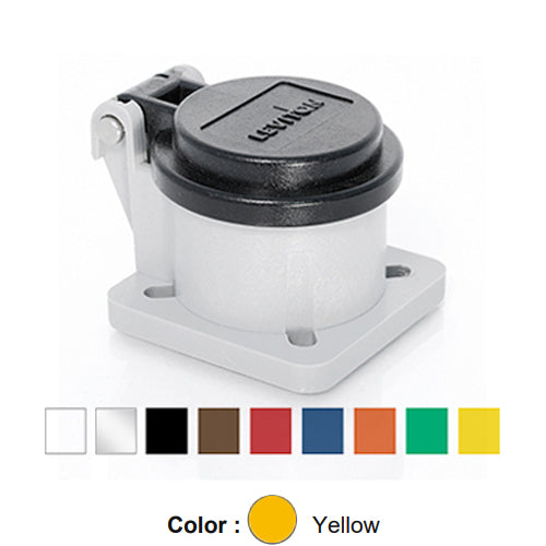 Leviton 16S31-UY, 16 Series Panel Receptacle Enclosure with Automatic Closing Lid, Male/Female, Thermoplastic Housing and Cover, Stainless Steel Torsion Spring, Yellow