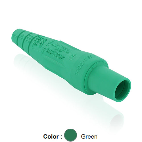 Leviton 16SDF-1UG, Replacement Sleeve for 16 Series Taper Nose Single Pole Cam-Type Female Detachable Plug, Cable Range 2/0 - 4/0 AWG, Green