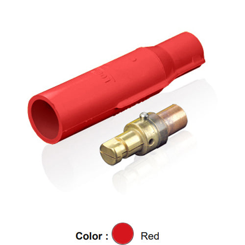 Leviton 16V24-R, 16 Series Taper Nose Male Plug, Commercial Grade, Vulcanized, Crimped, ECT Cam-Type Connector, 400 Amp Max, 600 VAC/DC Max, 3/0-4/0 AWG, Red