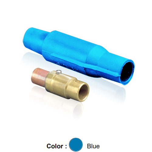 Leviton 16V28-B, 16 Series Taper Nose Female Plug, Commercial Grade, Vulcanized, Crimped, ECT Cam-Type Connector, 400 Amp Max, 600 VAC/DC Max, 3/0-4/0 AWG, Blue