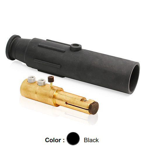 Leviton 17D22-SE, 17 Series Taper Nose Single Pole Cam-Type Male Plug, Industrial Grade, Double Set Screw Termination, 350-500 MCM Cable Range, 600 Amp Max, Black