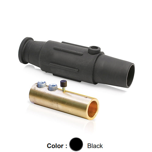 Leviton 17D24-SE, 17 Series Taper Nose Single Pole Cam-Type Female Plug, Industrial Grade, Double Set Screw Termination, 350-500 MCM Cable Range, 600 Amp Max, Black
