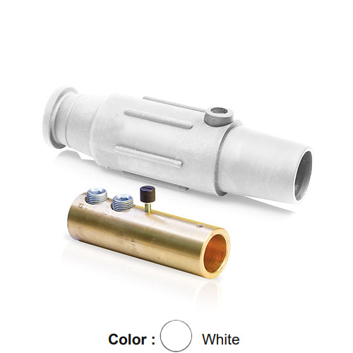 Leviton 17D24-SW, 17 Series Taper Nose Single Pole Cam-Type Female Plug, Industrial Grade, Double Set Screw Termination, 350-500 MCM Cable Range, 600 Amp Max, White
