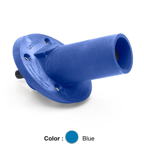 Leviton 17R23-SB, 17 Series Single Pole Cam-Type Male Panel Mount Receptacle, Industrial Grade, 30 Degree Angle, Threaded Stud Termination, 250-500 MCM Cable, 600 Amp Max, Blue