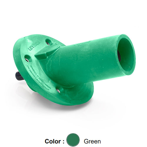 Leviton 17R23-SG, 17 Series Single Pole Cam-Type Male Panel Mount Receptacle, Industrial Grade, 30 Degree Angle, Threaded Stud Termination, 250-500 MCM Cable, 600 Amp Max, Green