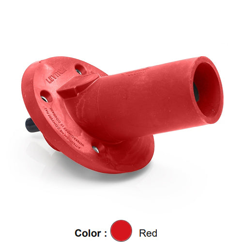 Leviton 17R23-SR, 17 Series Single Pole Cam-Type Male Panel Mount Receptacle, Industrial Grade, 30 Degree Angle, Threaded Stud Termination, 250-500 MCM Cable, 600 Amp Max, Red