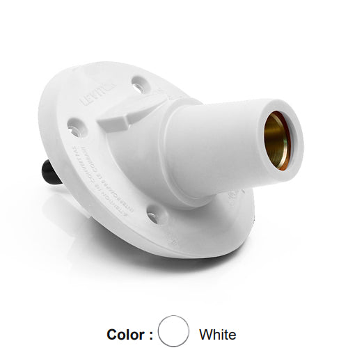 Leviton 17R24-SW, 17 Series Single Pole Cam-Type Female Panel Mount Receptacle, Industrial Grade, 30 Degree Angle, Threaded Stud Termination, 250-500 MCM Cable, 600 Amp Max, White