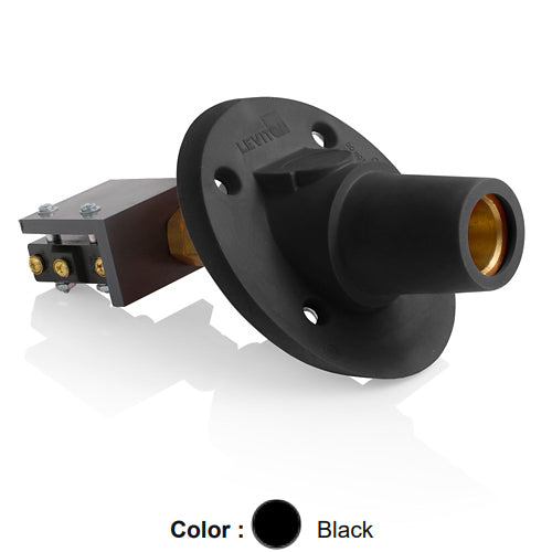 Leviton 17RSW-SE, 17 Series Single Pole Cam-Type Female Panel Mount Receptacle, Industrial Grade, 30 Degree Angle, Threaded Stud w/Microswitch Termination, 250-500 MCM Cable, 600 Amp Max, Black