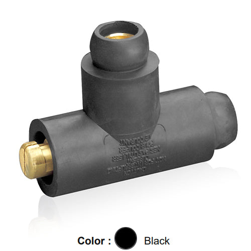 Leviton 18A22-UE, 18 Series Single Pole Cam-Type Tapping Tee Adapter, Female-Female-Male, 400 Amp Max, Black