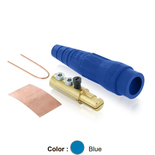 Leviton 18D22-UB, 18 Series Ball Nose Single Pole Cam-Type Male Plug, Detachable, Industrial Grade, Double Set Screw Termination, #2 - 2/0 AWG, 300 Amp Max, Blue
