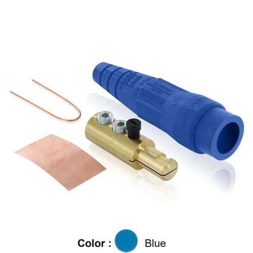 Leviton 18D24-UB, 18 Series Ball Nose Single Pole Cam-Type Male Plug, Detachable, Industrial Grade, Double Set Screw Termination, 2/0 - 4/0 AWG, 400 Amp Max, Blue