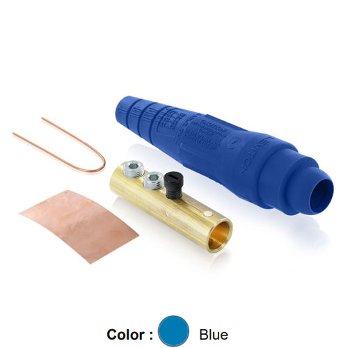 Leviton 18D31-UB, 18 Series Ball Nose Single Pole Cam-Type Female Plug, Detachable, Industrial Grade, Double Set Screw Termination, #2 - 2/0 AWG, 300 Amp Max, Blue