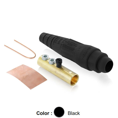 Leviton 18D31-UE, 18 Series Ball Nose Single Pole Cam-Type Female Plug, Detachable, Industrial Grade, Double Set Screw Termination, #2 - 2/0 AWG, 300 Amp Max, Black