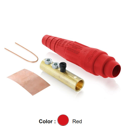 Leviton 18D31-UR, 18 Series Ball Nose Single Pole Cam-Type Female Plug, Detachable, Industrial Grade, Double Set Screw Termination, #2 - 2/0 AWG, 300 Amp Max, Red