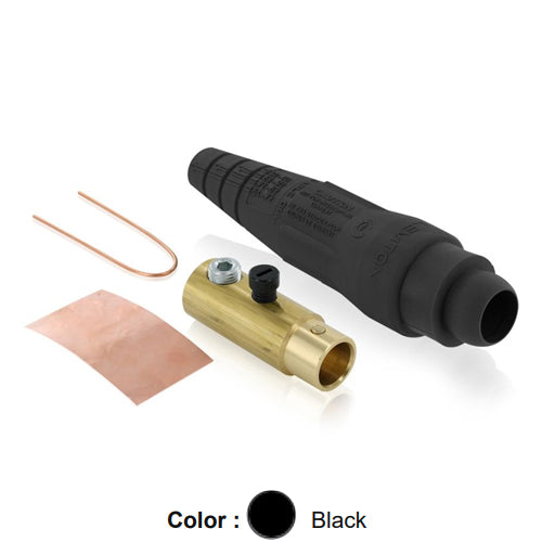 Leviton 18D32-UE, 18 Series Ball Nose Single Pole Cam-Type Female Plug, Detachable, Industrial Grade, Single Set Screw Termination, 2/0 - 4/0 AWG, 400 Amp Max, Black