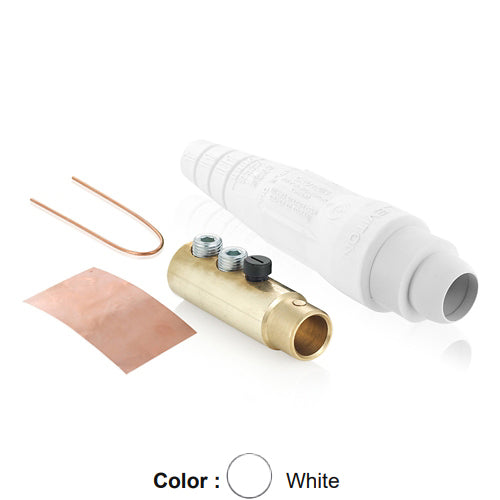 Leviton 18D33-UW, 18 Series Ball Nose Single Pole Cam-Type Female Plug, Detachable, Industrial Grade, Double Set Screw Termination, 2/0 - 4/0 AWG, 400 Amp Max, White