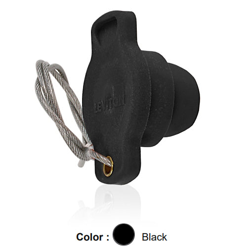 Leviton 18P21-UE, 18 Series Single Pole Cam-Type Male Protective Cap, Ball Nose, For Use with Male Receptacles, Black
