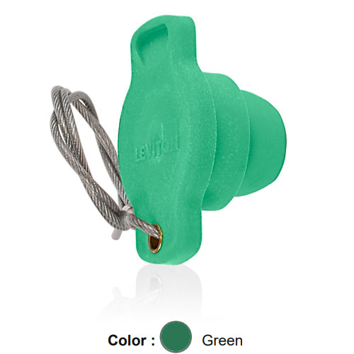 Leviton 18P21-UG, 18 Series Single Pole Cam-Type Male Protective Cap, Ball Nose, For Use with Male Receptacles, Green