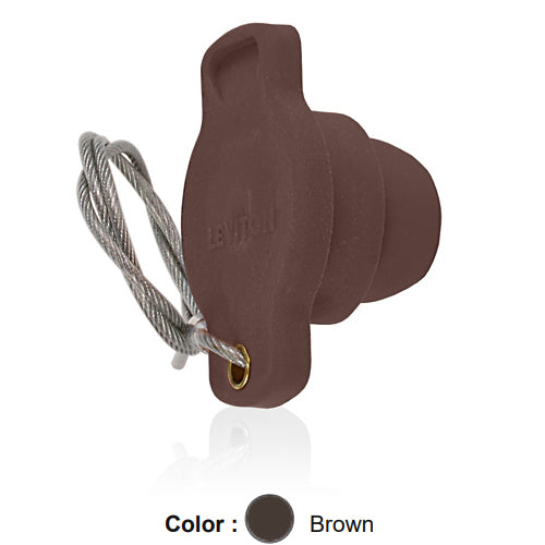 Leviton 18P21-UH, 18 Series Single Pole Cam-Type Male Protective Cap, Ball Nose, For Use with Male Receptacles, Brown