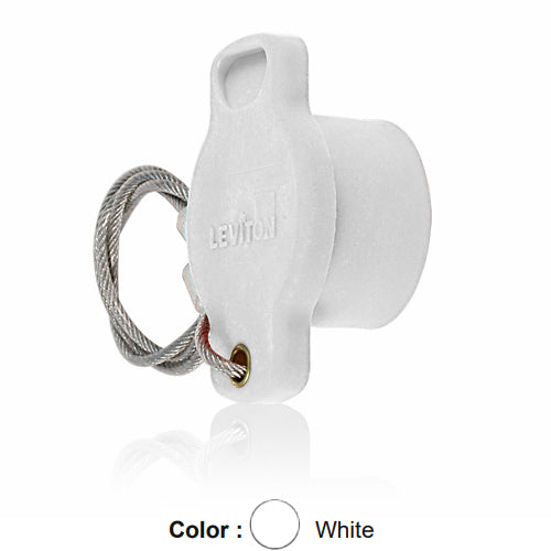 Leviton 18P22-UW, 18 Series Single Pole Cam-Type Female Protective Cap, Ball Nose, For Use with Female Receptacles, White
