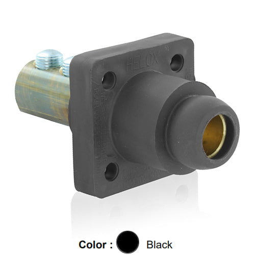 Leviton 18R24-UE, 18 Series Single Pole Cam-Type Female Panel Mount Receptacle, Industrial Grade, 90-Degree, Double Set Screw Termination, 2/0 - 4/0 AWG, 400 Amp Max, Black