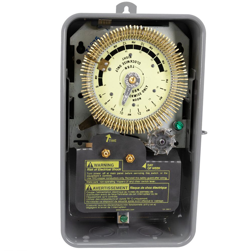 Intermatic T1975EHDR, 24-Hour Heavy-Duty Metal Dial Mechanical Time Switch with Skip-a-Day, 480 VAC, 60Hz, SPDT, Outdoor Metal Enclosure, 15 Minute Interval