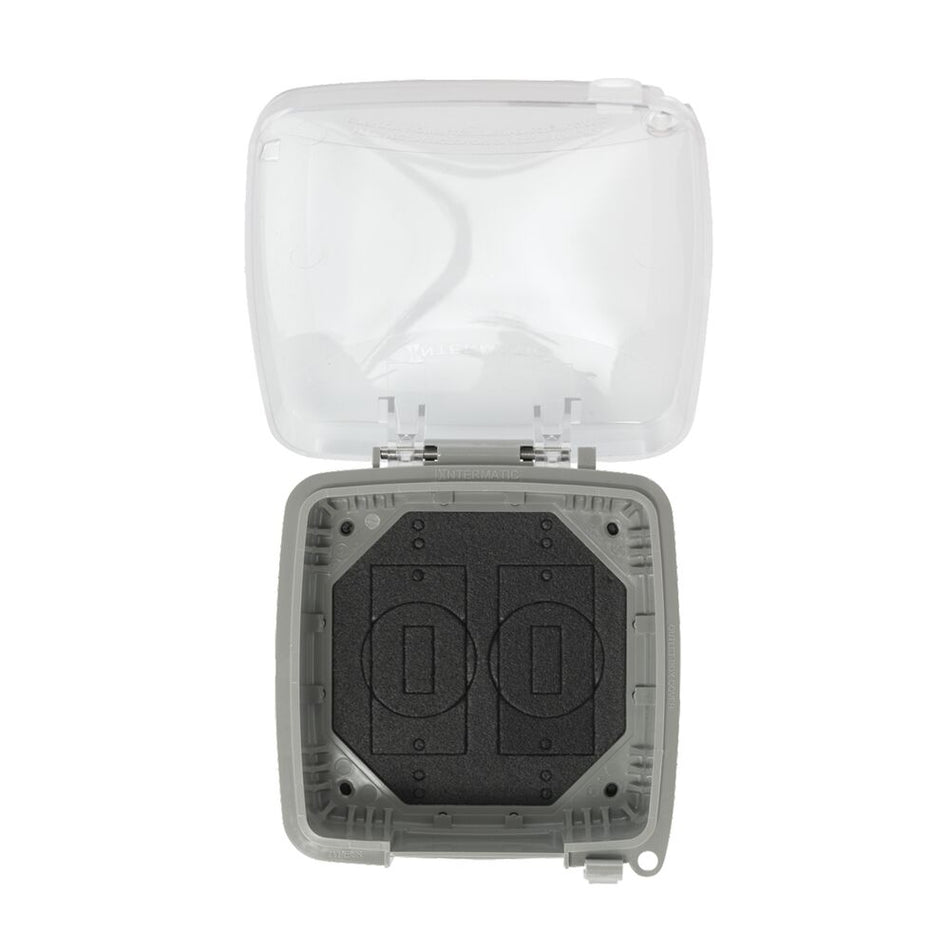 Intermatic WP5220C, Extra-Duty Plastic In-Use Weatherproof Cover, Double-Gang, Vrt, 2.25" Clear