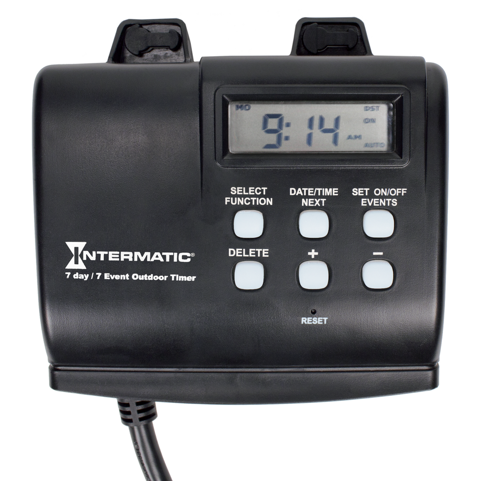 Intermatic HB880R, 7-Day Outdoor Digital Plug-In Timer, 2 Outlets, 15A, 120V