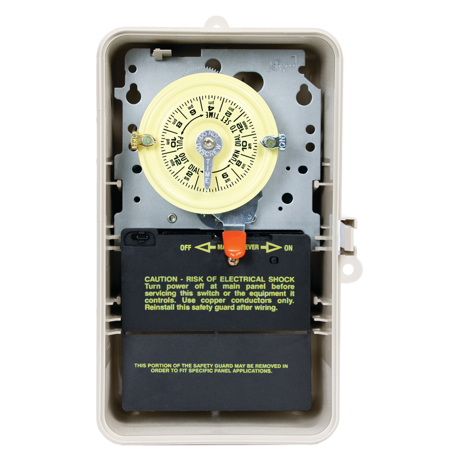Intermatic T101P3, 24-Hour 120V Mechanical Time Switch, SPST, Type 3R Plastic Enclosure
