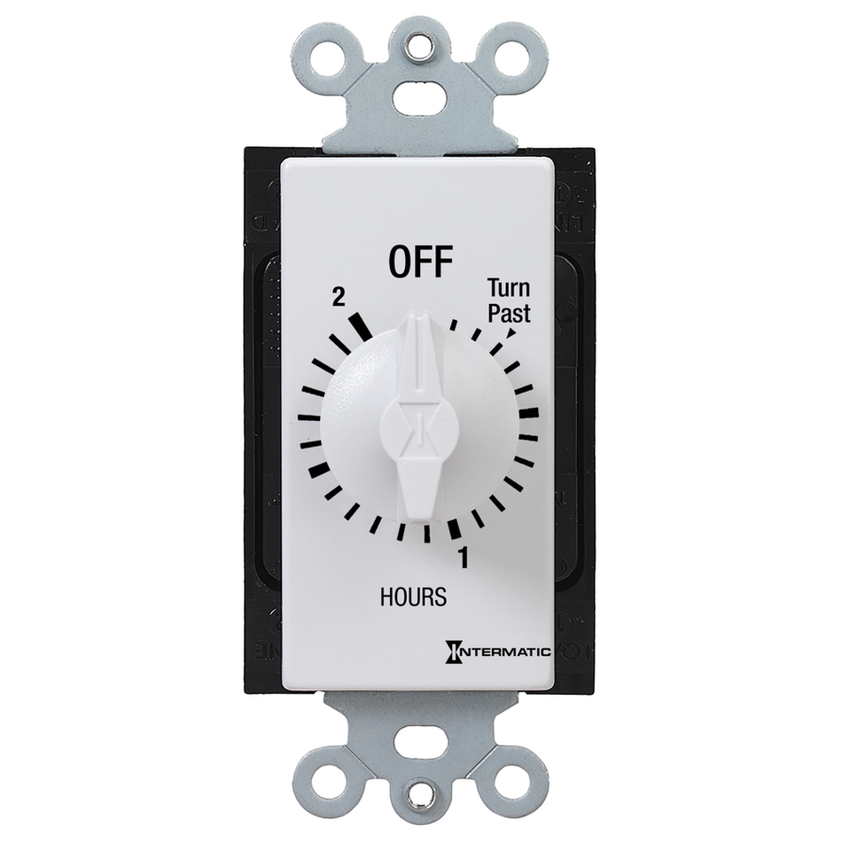 Intermatic FD32HW, Spring Wound Countdown Timer, Decorator Style, 125-277V, 50/60 Hz, SPDT, 2 Hour Max, Without Hold, White