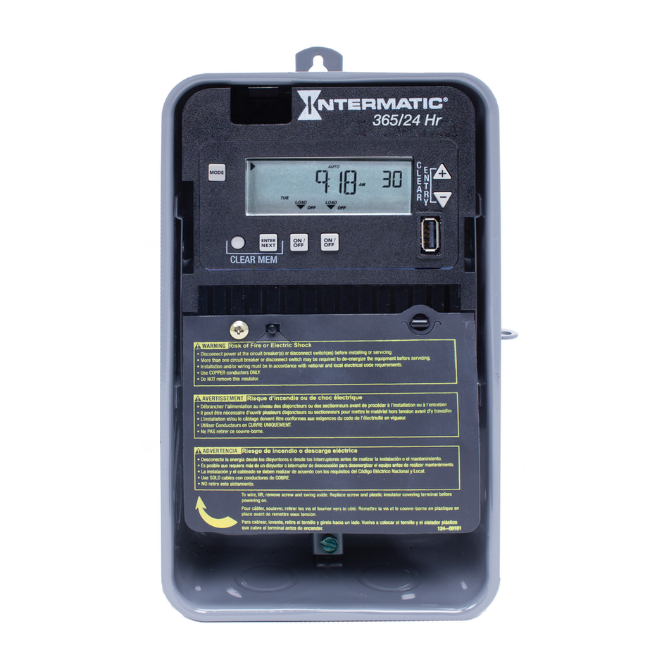 Intermatic ET2125CR, 24-Hour/365 Day 2-Circuit Electronic Control, Indoor/Outdoor Nema 3R Metal Enclosure, 2-SPST/DPST, 120-277 Volt