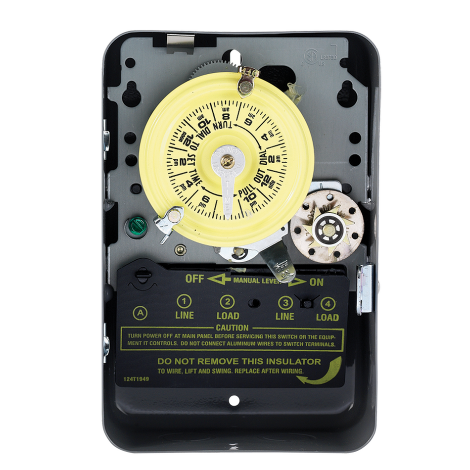 Intermatic T173, 24-Hour Mechanical Time Switch with Skip-a-Day, 120 VAC, 60Hz, DPST, Indoor Metal Enclosure, 1 Hour Interval