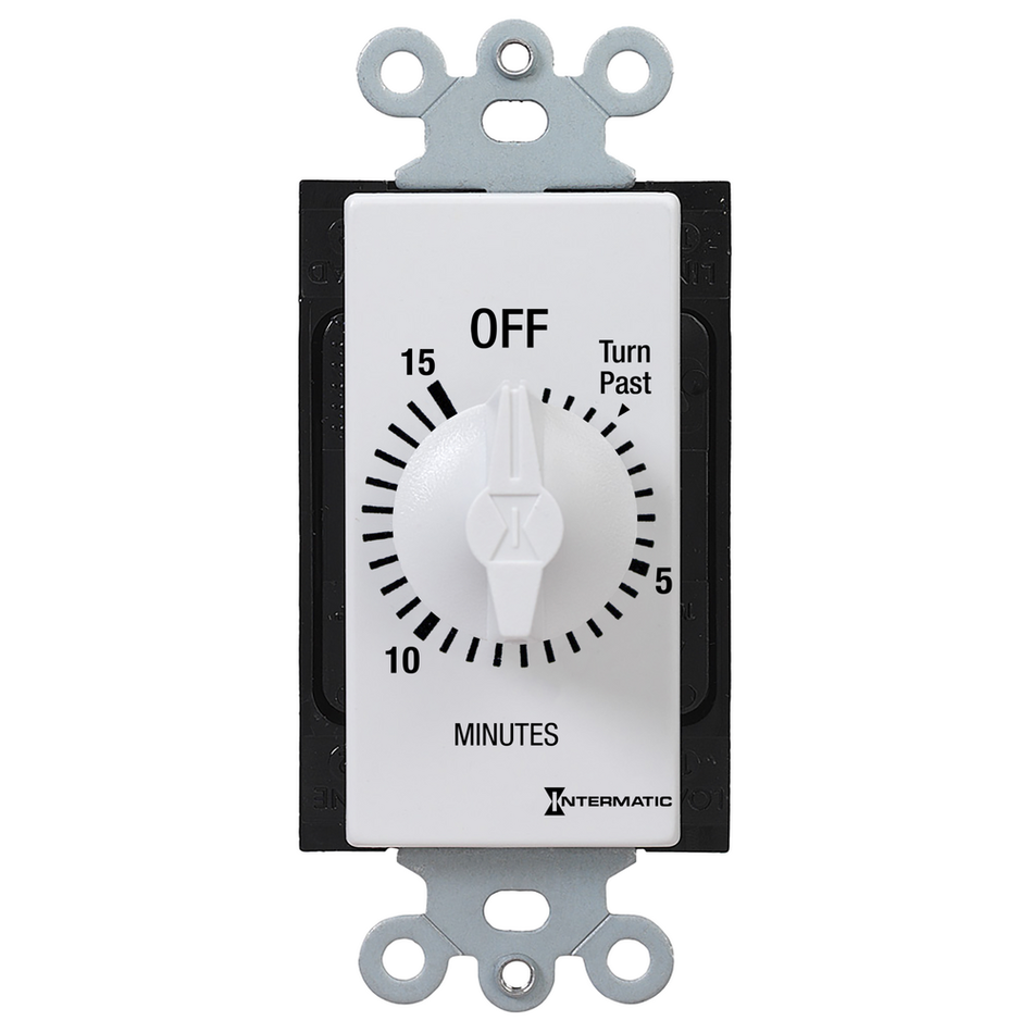 Intermatic FD15MWC, Spring Wound Countdown Timer, Decorator Style, 125-277V, 50/60 Hz, SPST, 15 Minute Max, Without Hold, White