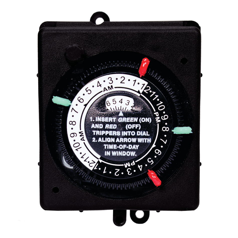 Intermatic PB913N84, 24-Hour 120V Mechanical Panel Mount Timer with Manual Override, 4 Trippers