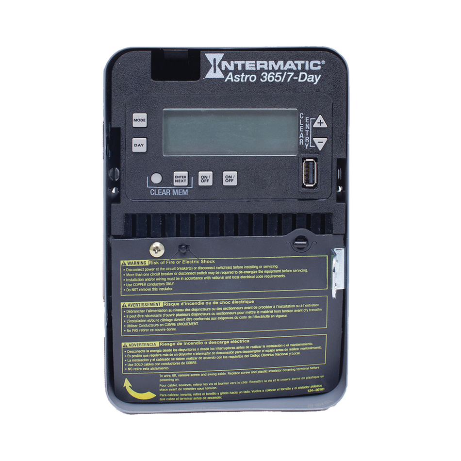 Intermatic ET2825C, Astronomic 7-Day/365 Day 2-Circuit Electronic Control, Indoor Type 1 Metal Enclosure, 2-SPST/DPST, 120-277 Volt